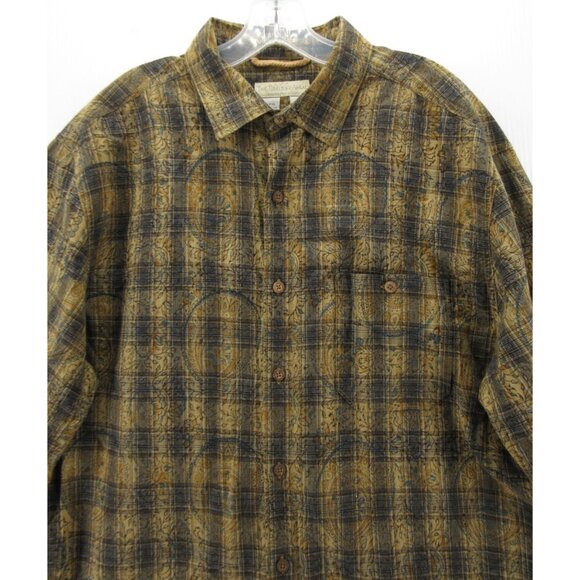 The Territory Ahead Shirt Large Button Up Paisley Plaid Camp Resort - Picture 2 of 9